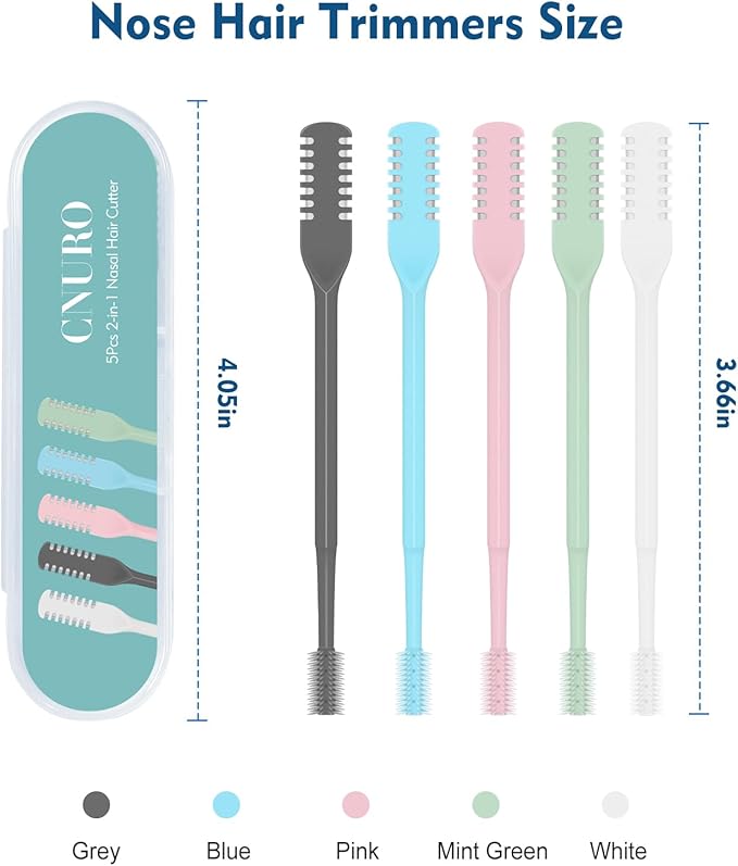 Nasal Hair Cutter, 5PCS Upgraded 360° Rotating Nose Hair Trimmer, Portable Double-Sided Nose Hair Trimmer for Men and Women, Complete Set in 5 Colors with Soft Brush
