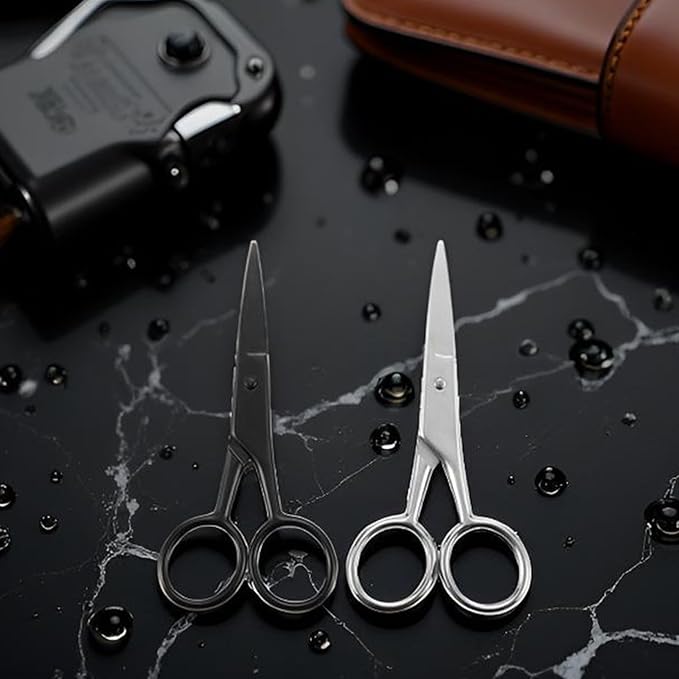 VICASKY 2Pcs Facial Hair Small Grooming Scissors For Men Women Multi-functional Eyebrow, Nose Hair, Mustache, Beard, Eyelashes, Ear Trimming Kit Care Accessory Random Colors