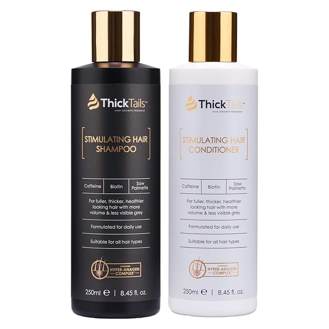 ThickTails Hair Growth Shampoo and Conditioner Set for Women, Biotin Caffeine Saw Palmetto, Sulfate Free Thickening Shampoo & Conditioner for Thinning Hair, Fuller Looking Volume & Stronger Feeling