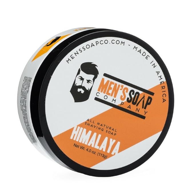 Men's Soap Company Shaving Soap 4 oz Himalaya Shave Jar. Made with Vegan Natural Ingredients. Includes Shea Butter, Vitamin E, and Coconut Oil to Protect & Moisturize the Skin