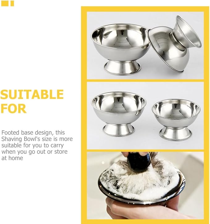 PRETYZOOM Reusable Stainless Steel Shaving Mug with Footed Shave Bowl 11cm Large Shaving Soap Bowl for Men Household Supplies