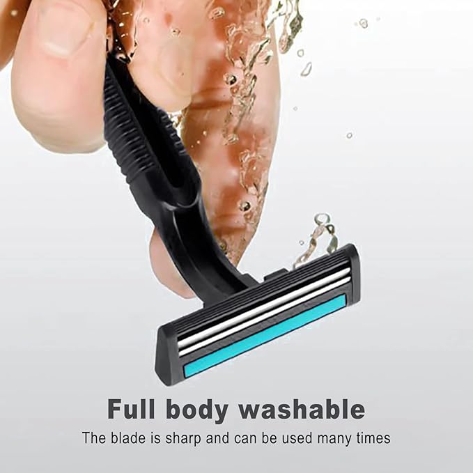 Disposable Razors in Bulk, Bulk Razors with Knife Cap, Black, Individually Packaged Disposable Razors Bulk with Shaving Cream for Hotels, Nursing Homes, Shelters, Homeless, Charities (pack-100)