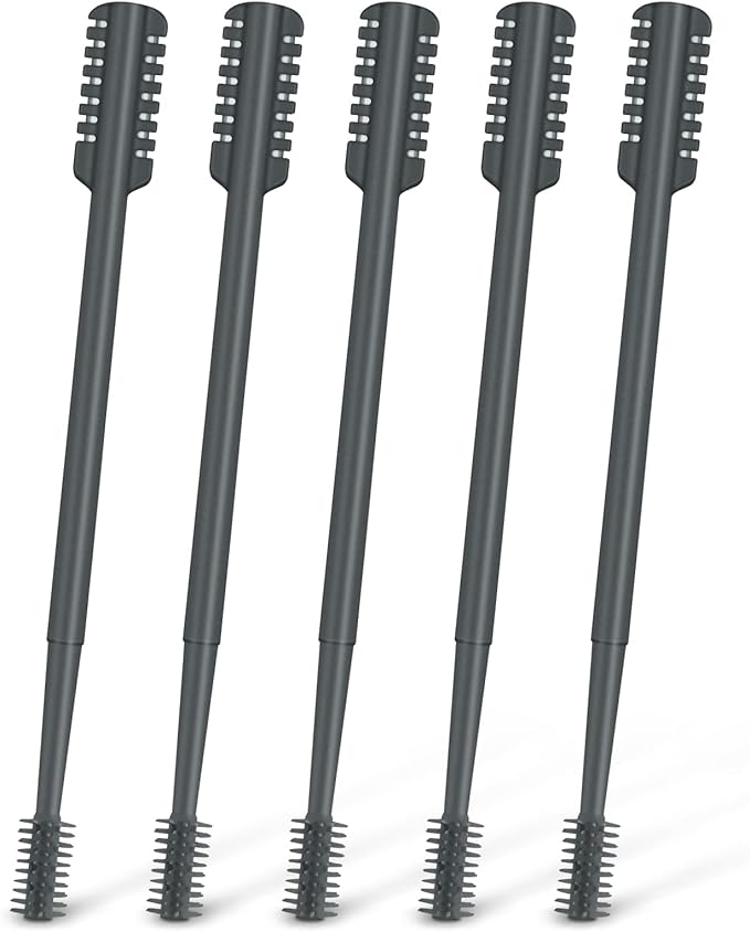 5PCS 2-in-1 Nasal Hair Cutter, Double-Sided Nose Hair Trimmer Upgrade, Manual Nose Trimmer Portable with Soft Cleaning Brush for Women and Men (Gray)