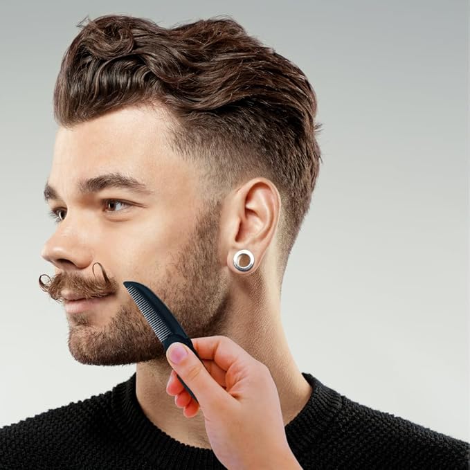 GENTS Folding Pocket Comb for Men - Travel Beard Mustache Hair Grooming Keychain Accessory Handmade
