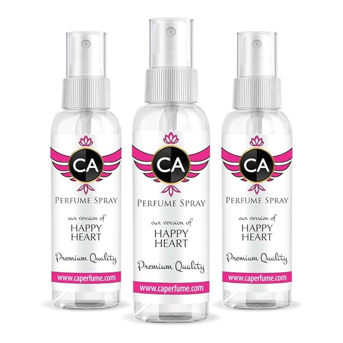 CA Perfume Eco Refill Impression of Happy Heart For Women EDP Perfume Concentrated Long Lasting Eau de Parfum Spray Refillable Atomizer Bottle 2 Fl Oz/60ml-X3