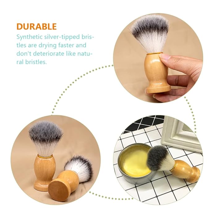 ABOOFAN 2pcs Shaving Brushes for Men with Wood Handle Beard Hair Salon Brush