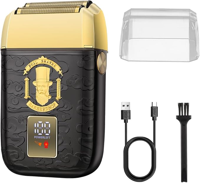 HIENA PRO Professional Foil Shaver for Men, Double Electric Foil Trimmer, Cordless Bald Head Precision Trimmer, Electric Razor, Rechargeable with USB, Gifts for Men (BGGM)