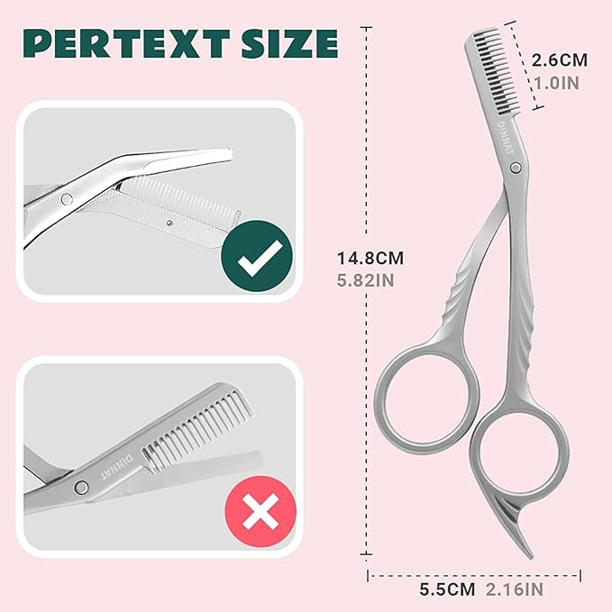 Eyebrow Trimming Scissors with Combs, Eyebrow Cutter Hair Removal Eyebrow Scissors,Eye brow razors, Eyebrow trimmer for women,Gifts For Men Women Stocking Stuffers (Grey)
