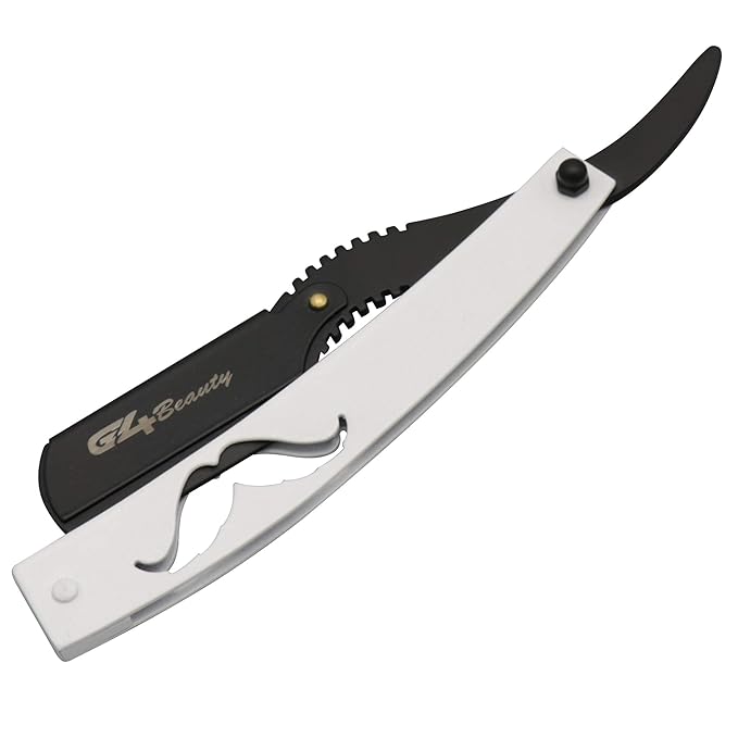 G4 Stainless Steel Straight Edge Barber Shaving Razor Blade for Close Shaving Men Replaceable Blades (White Black)