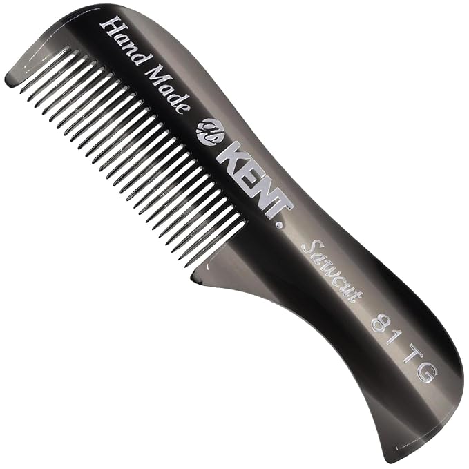 Kent A 81T Black Graphite X-Small Men's Beard Mustache Pocket Comb, Fine Toothed for Facial Hair Grooming and Styling. Hand-Made of Quality Cellulose Acetate, Saw-cut Hand Polished. Made in England