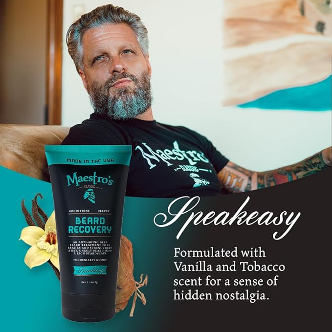 Maestro's Classic Beard Recovery Tube – Mark of a Man Blend | Beard Moisturizer for All Hair Types | Hydrating, Soothing & Softening Beard Conditioner for Men, 8 Ounce