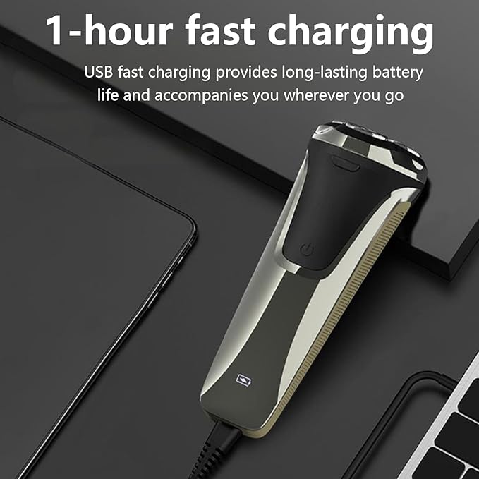 Electric Razor for Men,4D Floating Head Rotary Electric Razor,Ipx7 Waterproof Shavers for Men Wet & Dry Shaver with LCD Display& Quiet Motor (Black)