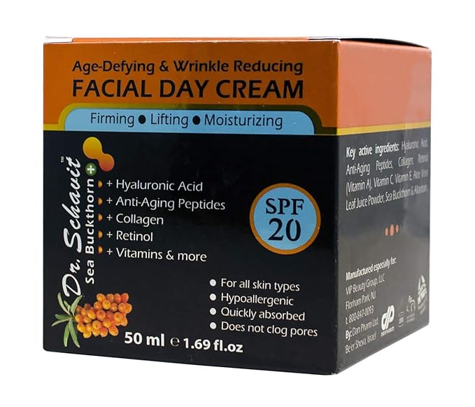 Sea Buckthorn+ Age-Defying & Wrinkle Reducing Day Cream - Collagen Retinol Anti Wrinkle Face Cream SPF 20 - Wrinkle Repair Day Cream Moisturizer Protects and Hydrates Skin 1.7 oz