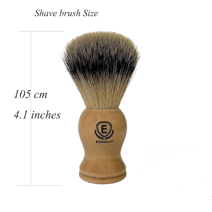 Premium Shaving Brushes For Men by Echolly-Super Strong NO Shed Bristle Wood Handle Shave Brushes-Wood Handle Legacy Shave Brush-Rich and Fast Lather Shaving Cream Brush (Classic Beech)