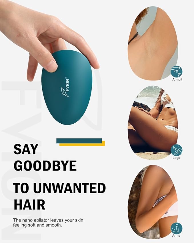 FVION Painless Glass Hair Eraser, Innovative Fine Grit Crystal Body Shaver for Smooth Skin, Effortless Hair Removal Tool (Green)