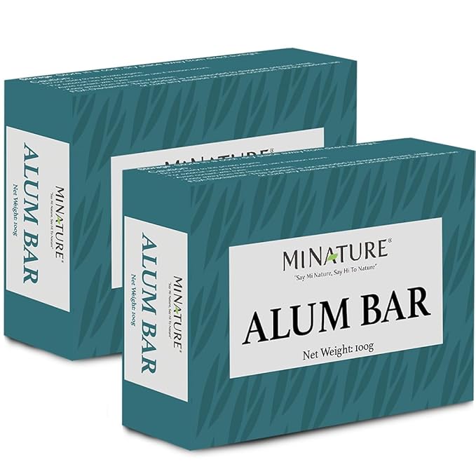 Mi Nature Pure Alum Bar 2 pack (100g*2) |Natural Phitkari Block |Potassium Alum Stone |Shaving Bar |Skin Astringent |Water Clarifier |Odor Control