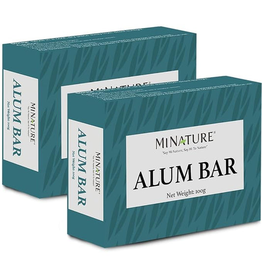 Mi Nature Pure Alum Bar 2 pack (100g*2) |Natural Phitkari Block |Potassium Alum Stone |Shaving Bar |Skin Astringent |Water Clarifier |Odor Control