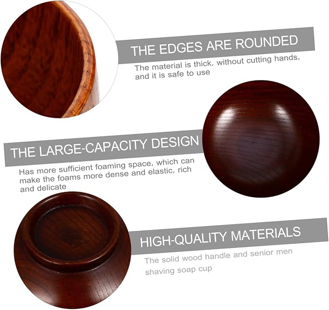 Elegant Wooden Shaving Soap Bowl Men's Shaving Soap Cup Smooth Shave Mug