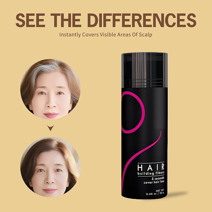 Hair Fibers Hair Building Fibers Undetectable Hair Fuller Thicker,Instantly Cover Sparse Hair 25g/0.88oz (black)