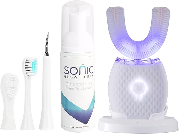 Ultrasonic Toothbrush for Adults - Automatic Electric Toothbrush with Soft Bristles Rechargeable Portable 30'' Automatic Timer Wireless Charging Washable for Travel & Home Use (White)