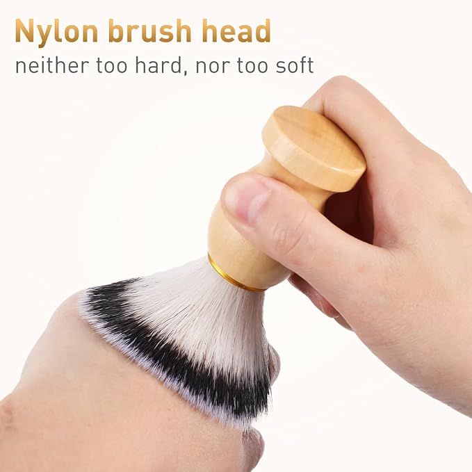2pcs Men Beard Brush: Gentle Beard Care Soft Bristles Brush With Ergonomic Handle For Precise Grooming - Daily Travel Use