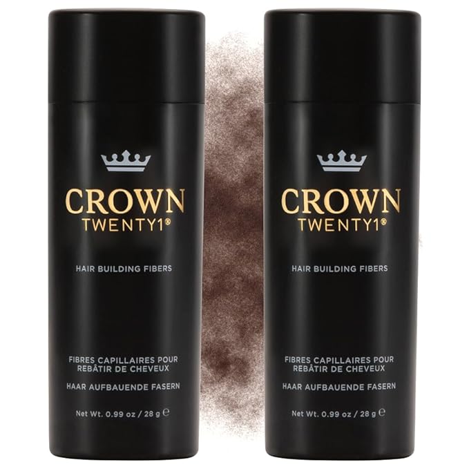 CROWN Hair Building Fibers Multipack (2 x 28g) - Instantly Cover Fine & Thinning Hair for a Thicker, Fuller Look - A Natural Keratin Concealer - 14 Shades for Men & Women - Hazel Brown