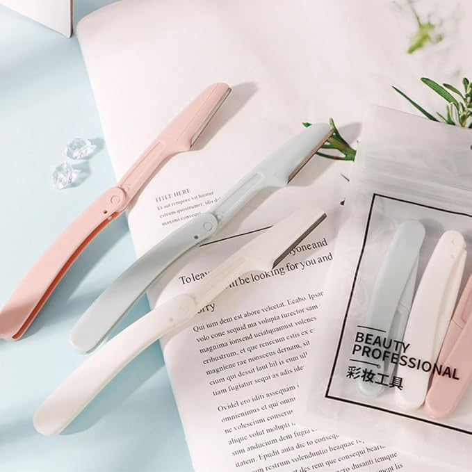 Ipetboom 6pcs Folding Eyebrow Trimmer Hair Remover Eyebrow Shaver for Women Facial Hair Razor Face Shaver Epilator Brow Razor Ladies Facial Eyebrow Shaper Foldable Blade Synthetic Resin, 15x1.3cm