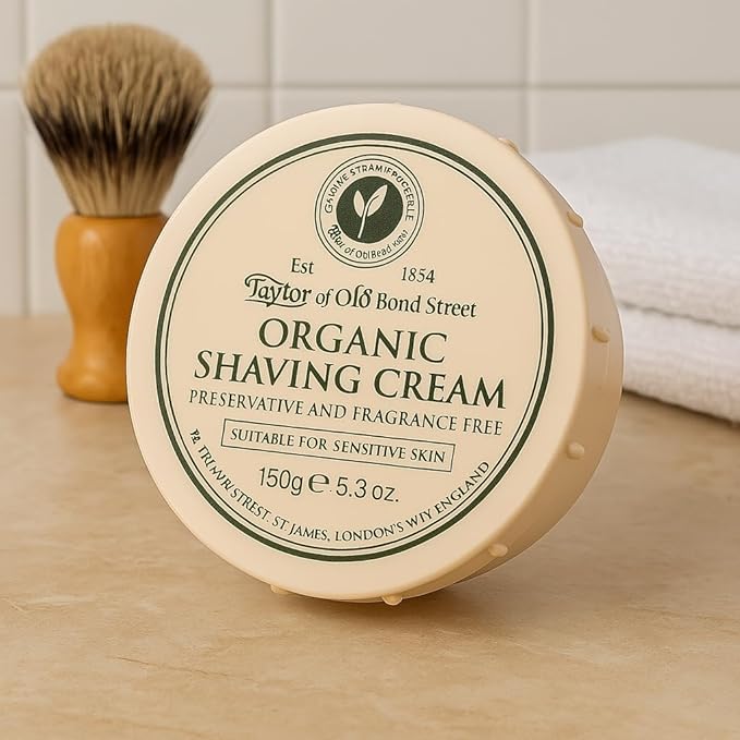 Taylor of Old Bond Street Organic Shaving Cream w/Aloe & JojobaNew 5.3 oz.