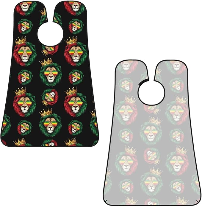 Beard Apron Hair Catcher, Reggae King Rasta Flag Lion Black Shave Bib, Waterproof Non-Stick Shaving Bib, Trimming Grooming Tool for Dad Men Anniversary