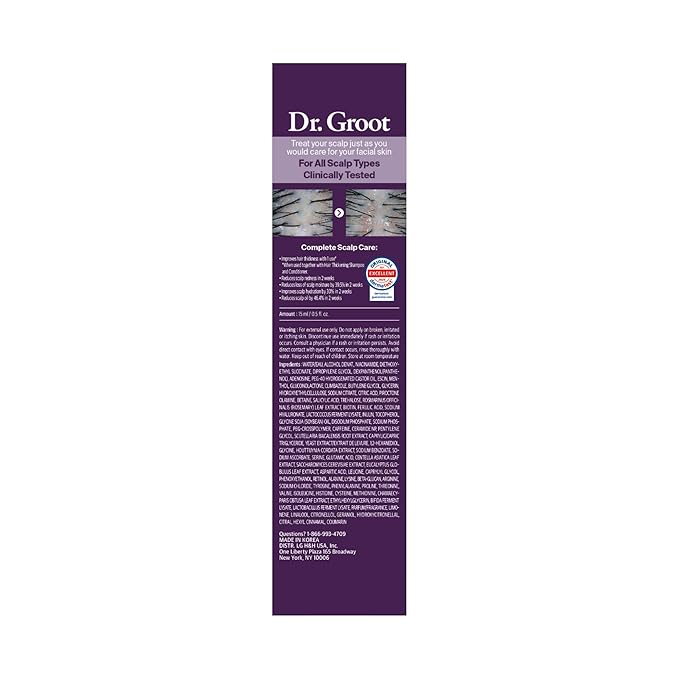 Dr. Groot Award-Winning Hair Thickening Serum for Hair Loss, Korean Hair Care, Scalp Treatment, Clinically Tested, Reduces Oil, Roll On