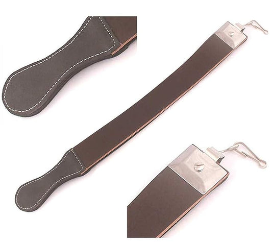 OdontoMed2011® Professional Sharpening Strop 20" Made Of Real Leather Straight Razor Hanging Strop Barber Shaving Strap Belt With Swivel Clip ODM