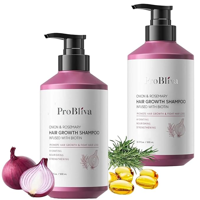 Onion & Rosemary Hair Growth Shampoo: Biotin Infused Shampoo for Hair Loss and Thinning Hair - Promotes Healthier, Thicker and Stronger Hair for Women and Men (16.9 Fl Oz (Pack of 2))