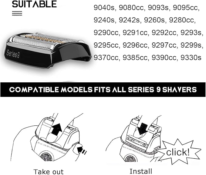 92B Replacement Head Series 9 Electric Shaver Replacement Head Compatible with Braun S9 Sport Replacement Head, 92B Foil Blades for All Series 9 Shavers 9477cc,9330s,9465cc,9460cc,9419s,9390cc,9385cc