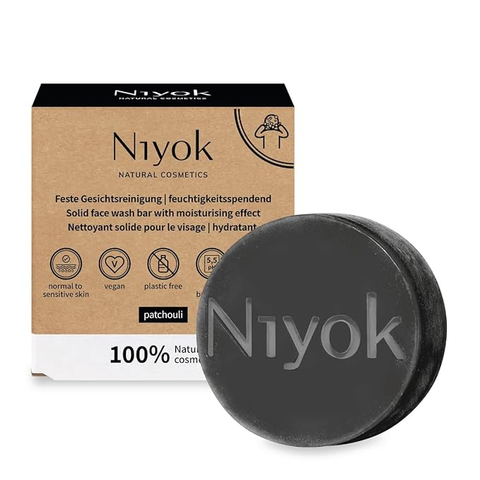 Natural Cosmetics Solid Moisturizing Face Wash Bar, For Normal to Sensitive Skin, Patchouli Scent, 80g