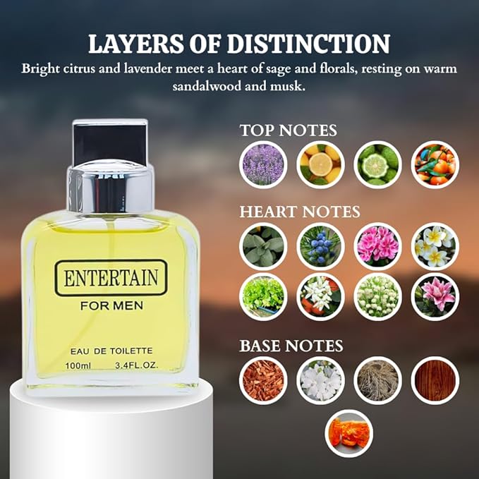 Cologne for Men – INSPIRED by A WORLD RENOWNED MEN'S PERFUME – Lavender, Lemon, Sage, Sandalwood – Fresh, Woody, Masculine, Long-Lasting Eau de Parfum Men – 3.4 fl oz