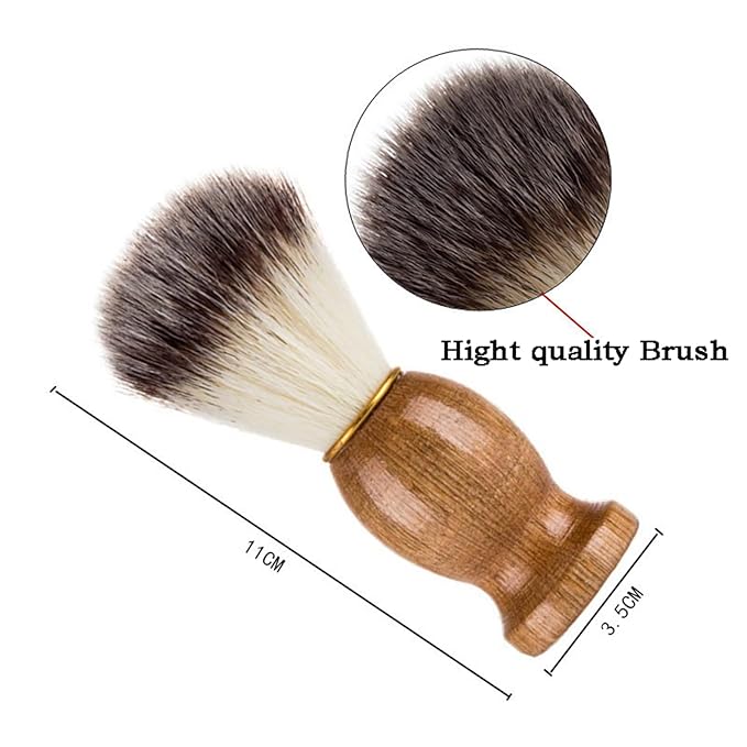 8 Pcs Shaving Brushes for Men with Wooden Handle - Soft Nylon Hair Shave Tools for Professional Barber Salon & Home Use