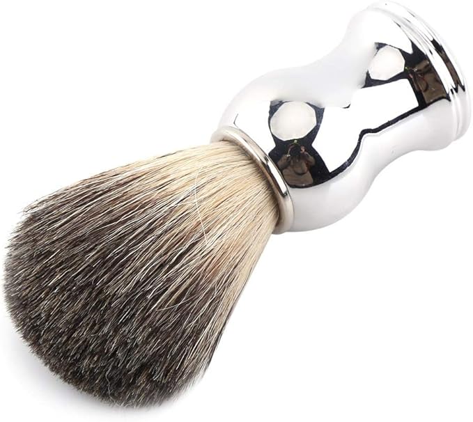 Men's Shaving Set with Alloy Soap Mug Bowl & Lid, Silver Handle Faux Hair Brush, Professional Grooming Kit for Men's Daily Shaving Routine - Complete Wet Shaving Essentials