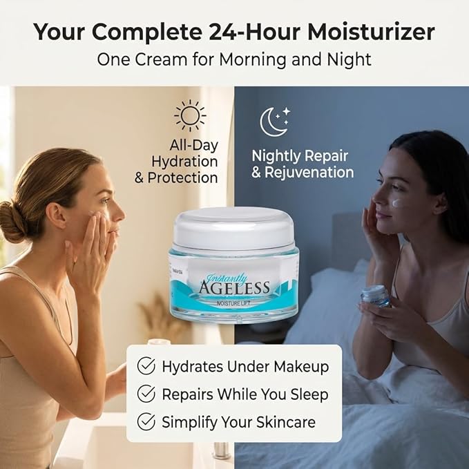 Instantly Ageless Moisture Lift - Argireline Peptide Skin Care Face Moisturizer - Enhance Your Beauty With Firming Daily Moisturizer & Wrinkle Cream - Age Defying Gifts for Women - 1.7 Oz