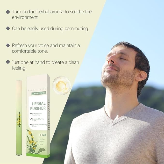 Herbal Diffuser Pen for Respiratory Support with Mullein, Thyme & Mint | Natural Breath Freshener | Cleansing Oral Care Stick (Green*3)