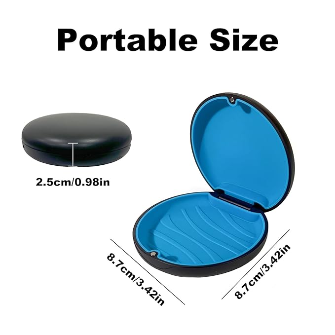 2PCS Retainer Case Compatible with Invisalign,Cute Slim Aligner Case,Customized Magnetic Closure Orthodontic Retainer Cases (2 Pack Black + Blue Silicone)
