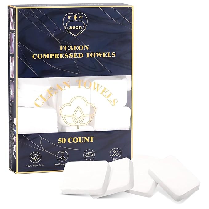 Disposable Face Towels 50 Count Compressed Towel Tablets 12×9 Inch Washcloths for Men Skincare Cleansing Hotel Stay Vacation Daily Use Gym Fitness Travel Essentials Outdoor Sports Cloths (Blue)