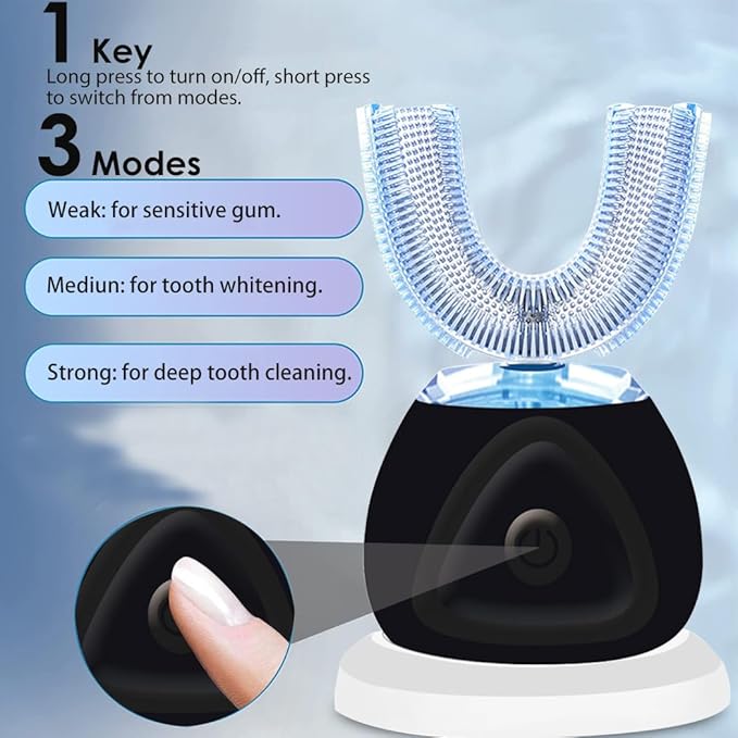 360 Ultrasonic Toothbrush, Automatic Toothbrushes Auto Sonic Tooth Brush, Teeth whitening Brush with Timer & Wireless Charging 360° Ultrasonic Electric Toothbrush for Adult