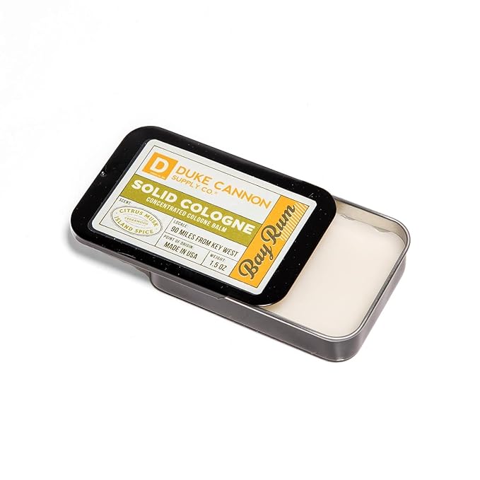 Duke Cannon Supply Co. Solid Cologne - Portable Concentrated Cologne Balm, Travel-Friendly - Bay Rum + Bourbon - (1.5 oz each)