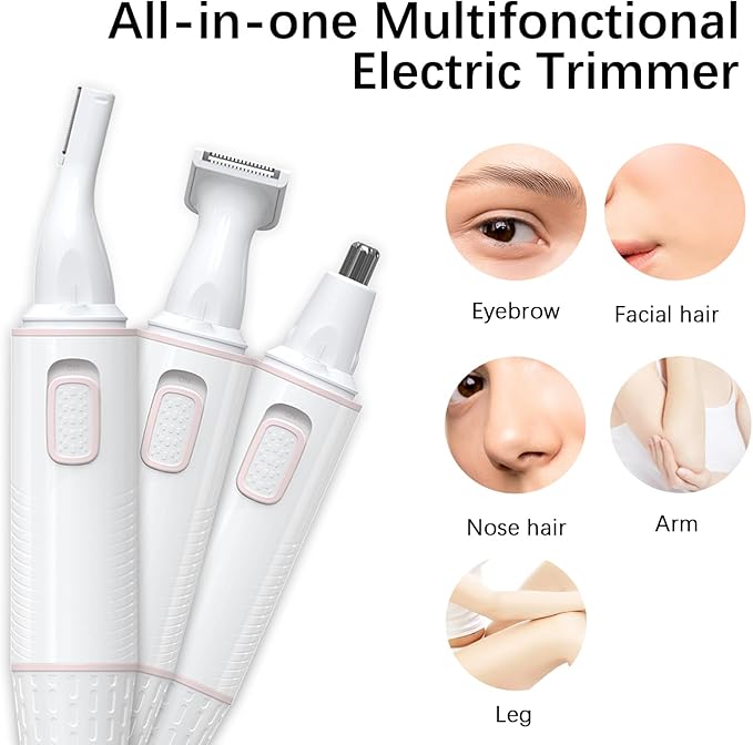 Antomoness Electric Eyebrow Trimmer for Women Hair Remover for Eyebrow Nose Face and Body Hair Removal with LED Light and Lithium-Powered Rechargeable Painless