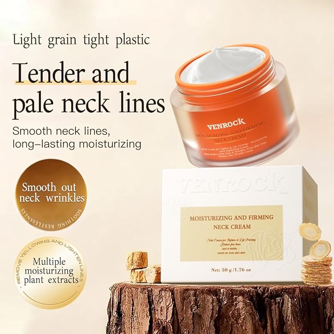 VENROCK Anti-Aging Neck Cream with Niacinamide & Hyaluronic Acid – Firming, Brightening Formula for Women and Men to Smooth Crepey Skin and Improve Neck Texture, 1.76 Oz
