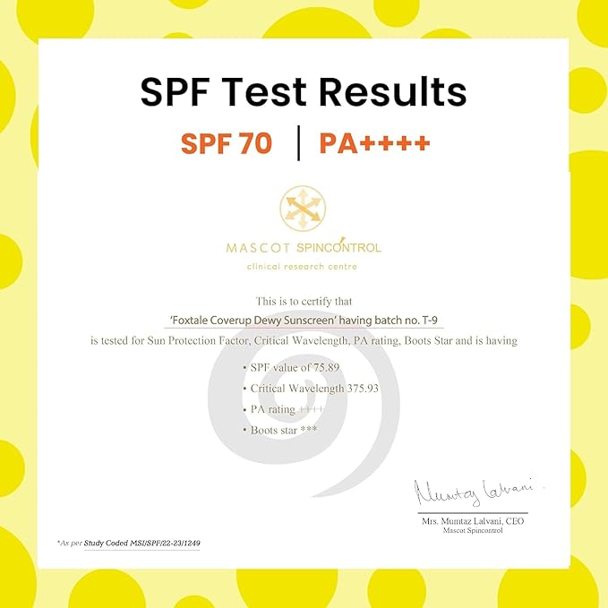 Fox.tale SPF 70 PA++++ Dewy Finish Sunscreen with Niacinamide | Lightweight, Non-Greasy, No White Cast | Broad Spectrum Sun Protection | For All Skin Types | 50 mL