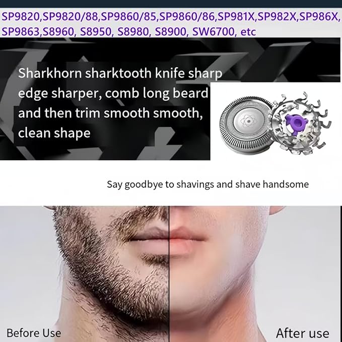 Sh98/72 Replacement Shaver Head Compatible With Norelco Replacement Heads 9000 Series，Upgraded Sh98 Blade for Norelco Shaver S9000 Prestige SP98XX Et 1Head