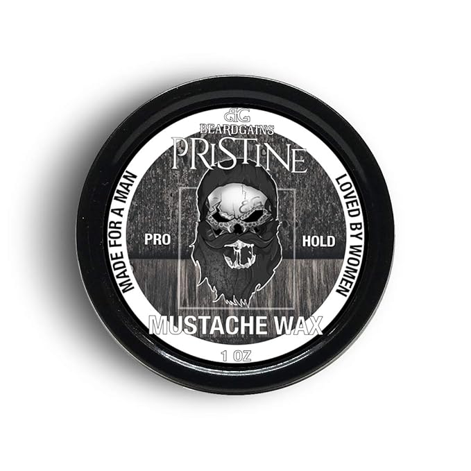 Beard Gains Pristine Scent Strong Hold Mustache Wax 1oz - Hold, Mold, and Tame Moustache W/Organic and Natural Stache Wax (White)