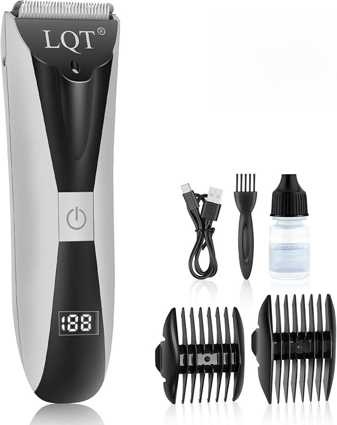 Pubic Hair Trimmer for Men with LED Display, Waterproof Body Groomer & Bikini Shaver, Type-C Rechargeable with LED Light, Ideal Christmas & New Year Gift for Men