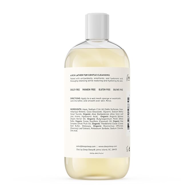Deep Steep Body Wash, Pure Coconut, 17 oz – Hydrating Shower Gel with Hyaluronic Acid, Shea Butter, Aloe Vera & Argan Oil – Vegan, Clean Beauty, Clean & Refreshed Skin